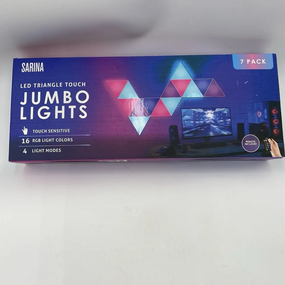 Sarina LED Hexagon Touch Lights 7 Pack SOUND ACTIVATED MULTICOLOR NEW & Sealed